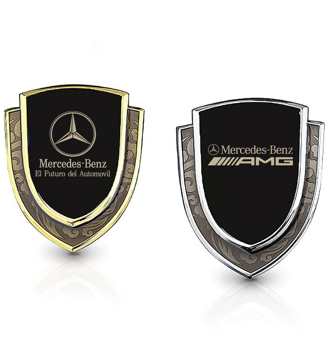 비브랜드 스타일링 맞춤 제작 쉴드 엠블럼 튜닝 자동차용품 벤츠 호환, 실버(1P)