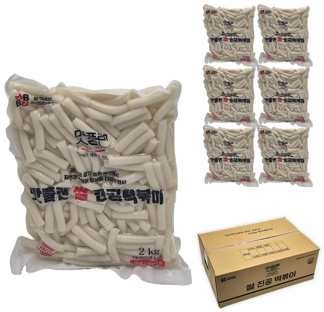 [박스] 맛플랜 비비푸드 쌀 진공 떡볶이 떡 (소 5cm) 2kg X 6개