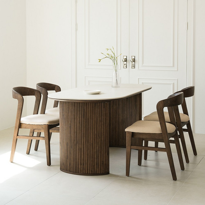 아이엔하임 셀렌 러버 원목 포세린 세라믹 식탁세트 4인용 1600 의자2 벤치, 1600테이블 단품