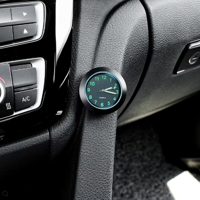 차량용 자동차 아날로그 시계 형광 미니 대쉬보드 송풍구, 블랙형광, 1개