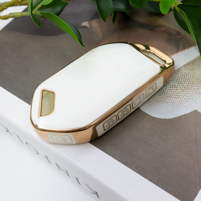 바이어블 기아 호환 자동차 tpu 스마트키 키케이스 키홀더, 기아 9버튼 TA74_화이트골드