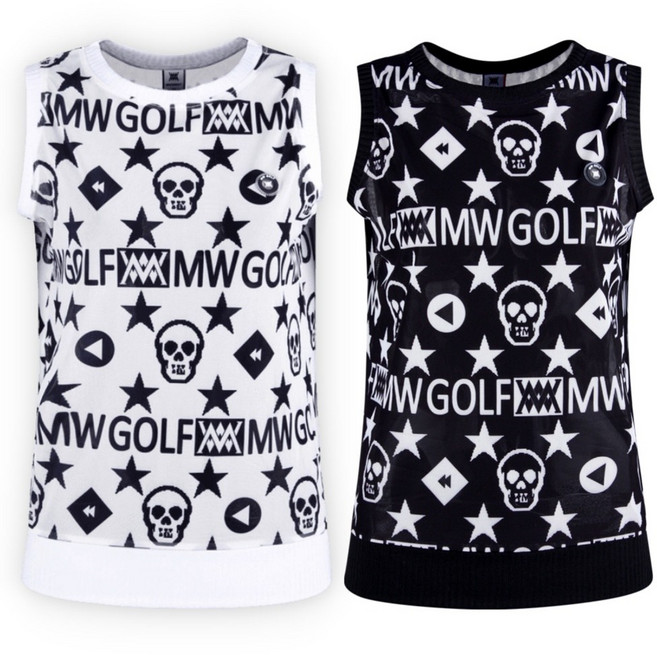 얇은 여성 여름용 라운드넥 니트 골프조끼 숏게임 레슨 동호회 오십대