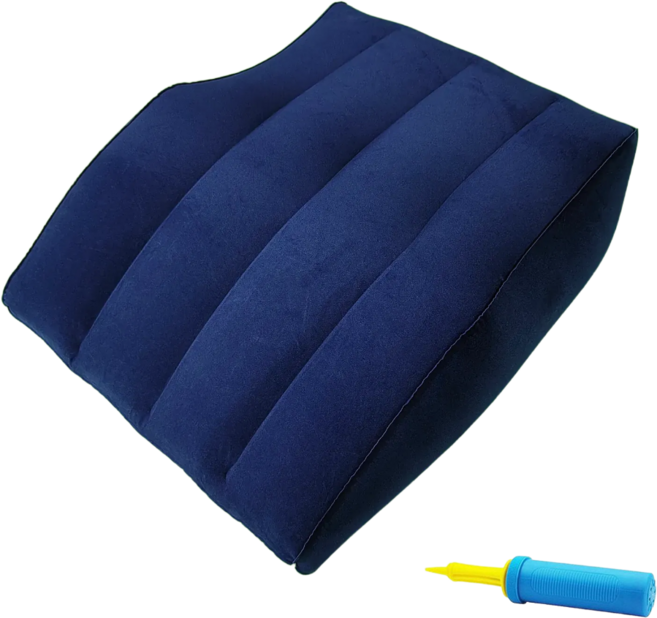 유니샵 침대 수면 종아리 받침대 다리배게 등받이 에어 쿠션+펌프, 블루(blue) + 펌프