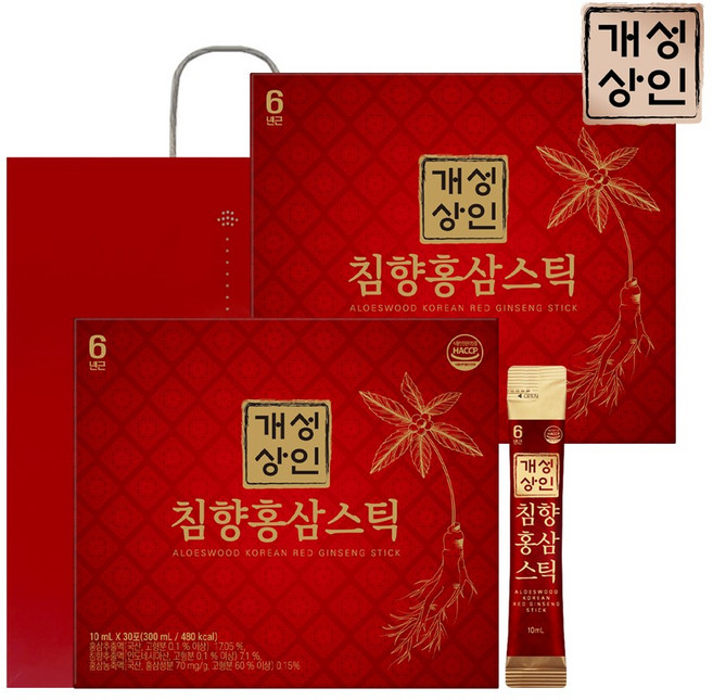 개성상인 침향홍삼스틱 30포 x 1박스(총 30포)/쇼핑백 포함, 2개, 300ml