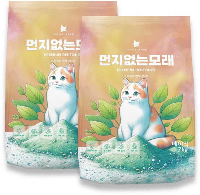 고양이 벤토나이트 먼지없는 모래 베이직, 7kg, 2개