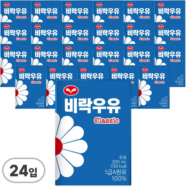 비락 우유 클래식, 24개, 200ml