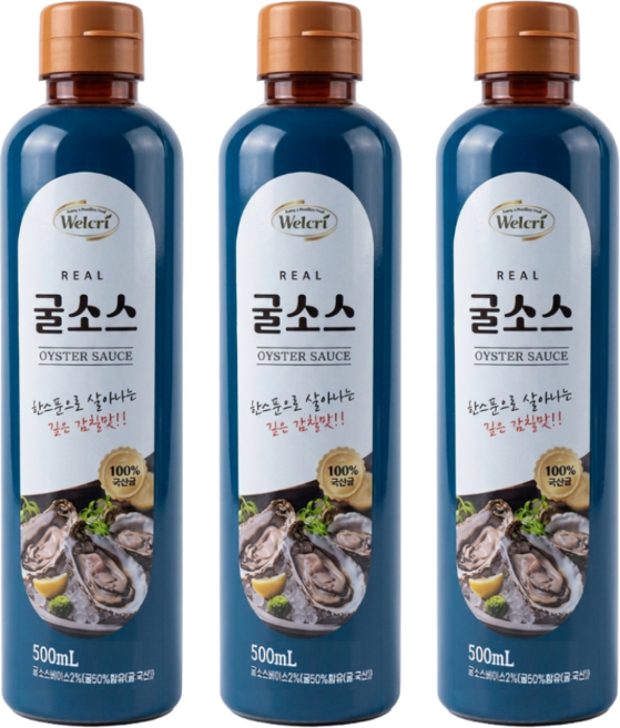 웰크리 리얼 국내산 굴소스 진한 굴풍미 볶음요리 중식 감칠맛 소스 OYSTER SAUCE, 3개, 500ml