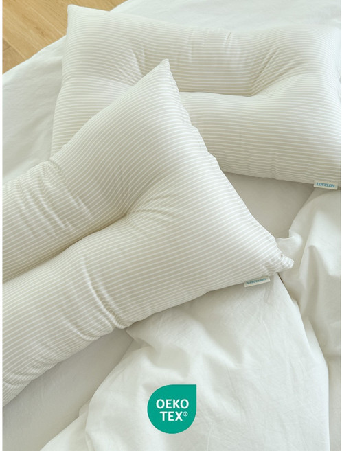 러브론 바로 쓰는 경추베개 베개솜 베이지 스트라이프 단품, [1. 베이직사각형] 베이지 스트라이프, 1개