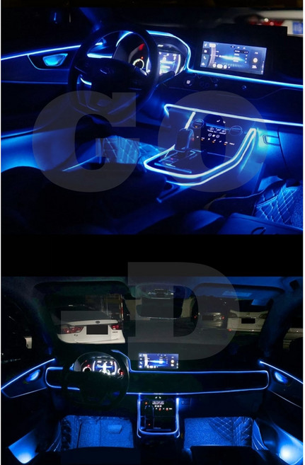 차량용 엠비언트 라이트 광섬유 무드등 신형 EL와이어 앰비언트 LED실내등 무소음, 블루1m세트, 1개