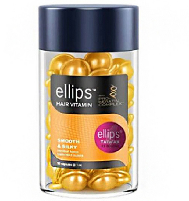 ellips 意立詩 沙龍級角蛋白膠囊護髮油 豐盈水潤黃甜花 50粒, 1瓶, 50ml