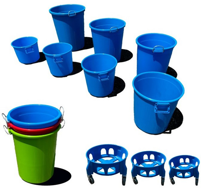 나코 파란통 대형 플라스틱 통 바퀴달린 운반구 업소용 물통 쓰레기통 75L 110리터, 블루