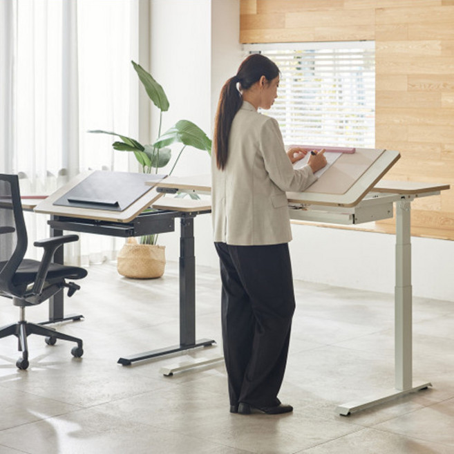 롱코 전동 높이 각도조절 책상 듀얼모터 스마트 바른자세책상 1200, 화이트, 1200(애쉬)