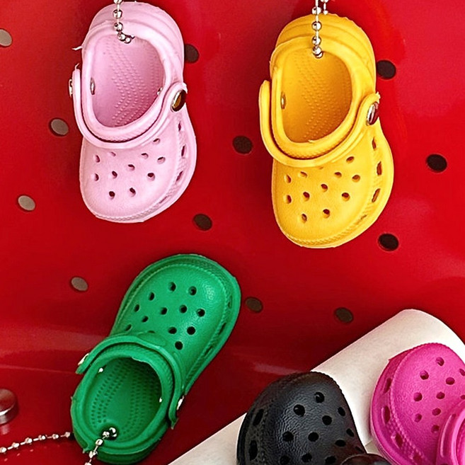 보냄 귀여운 미니어처 여름 샌들 키링 슬리퍼 신발 가방 참장식 열쇠고리 키홀더, 1개, 핑크