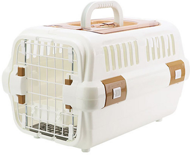 이지핏 이동식 반려동물 듀얼도어 하드 켄넬 이동장, 1개, 화이트