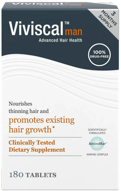 Viviscal Men's Hair Growth 비비스칼 남성 헤어 그로우쓰 콜라겐 컴플렉스 180정, 1개 - 쿠팡