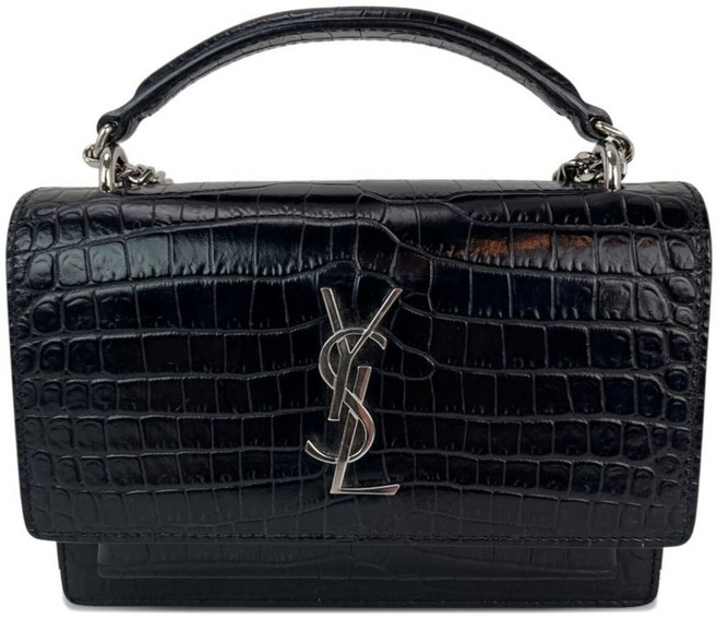 생 로랑 중고 크로커다일 엠보스드 체인 토트 백