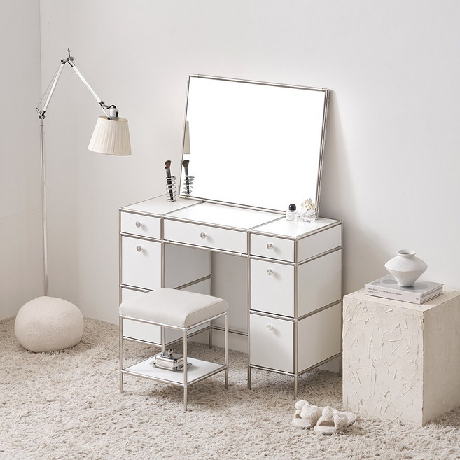 세이지홈 클라레 1000 화장대 세트(사각 프레임 거울+스툴 포함)