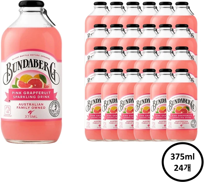 분다버그 핑크 그레이프푸르트 탄산음료, 375ml, 24개 - 쿠팡