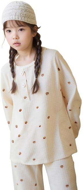 캐리루시 아동 크링클 라운드 긴팔 잠옷 상하세트