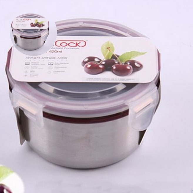 냉장고 스텐락 밀폐용기 원형 4호 420ml, 본상품