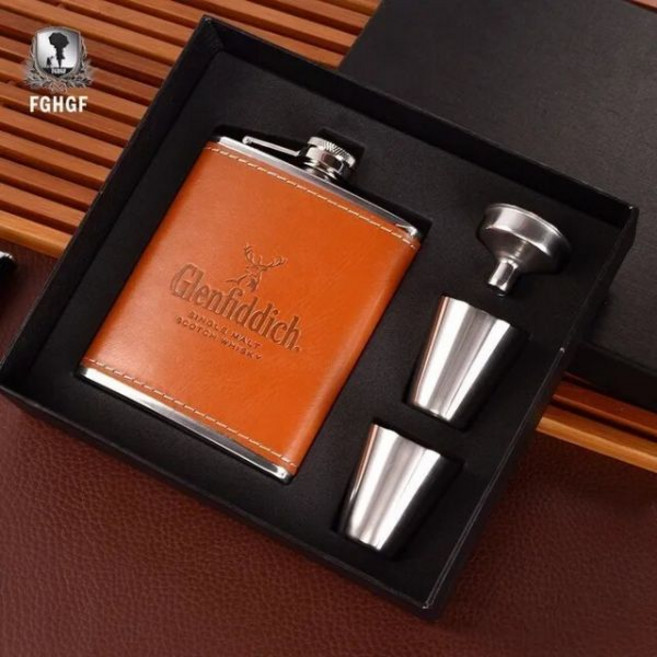 글렌피딕 조니워커 잭다니엘 위스키 휴대용 술병 플라스크 스테인레스 200ml, Brown deer