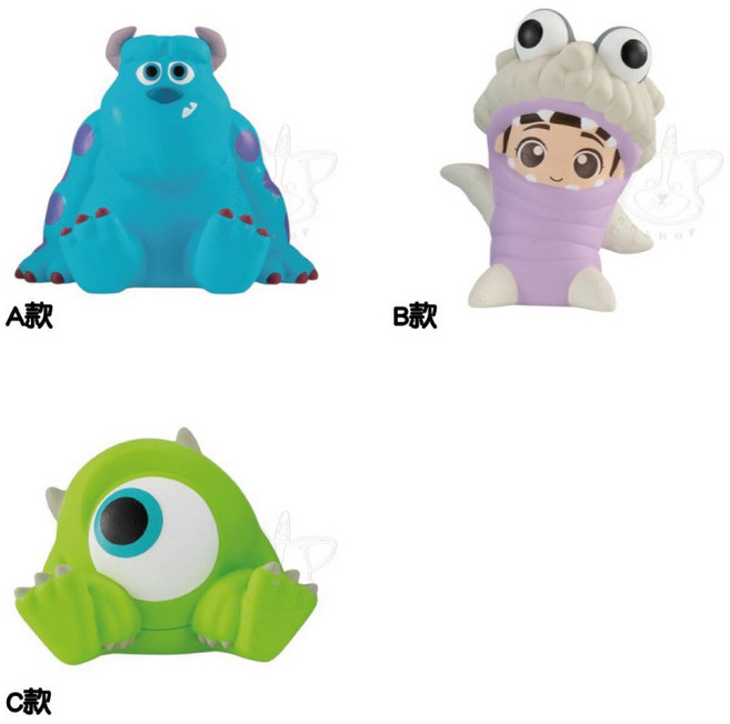 M.M小舖 BANDAI 轉蛋 扭蛋 怪獸電力公司 捏捏隊 毛怪 大眼仔 阿布 捏捏 公仔 全3款, 1個, 整套1F341