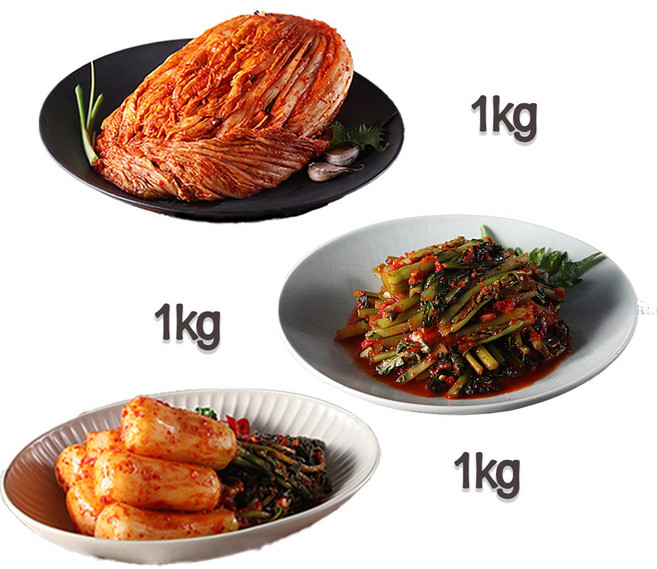 찬우물 신선김치세트 3kg (포기김치 1Kg + 열무김치 1kg + 총각김치 1kg)
