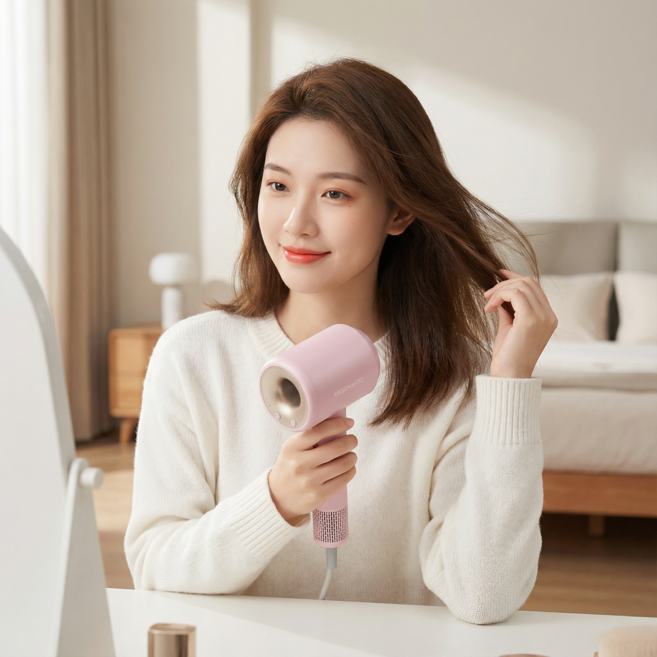 ESSENWOO 초고속 음이온 PRO 무엽 드라이어 BLDC 무소음 헤어드라이기 1초 풍량 초강력, PINK PRO