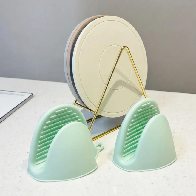 러슈브 두꺼운 논슬립 실리콘 냄비받침대 4P 세트, 1세트, 혼합색상