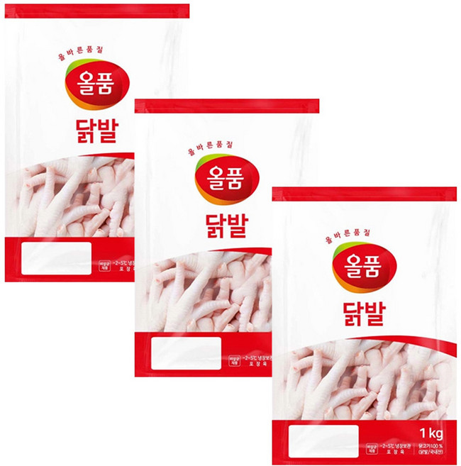 올품 뼈있는 통닭발 1kg 3개 생닭발 냉장 손질닭발