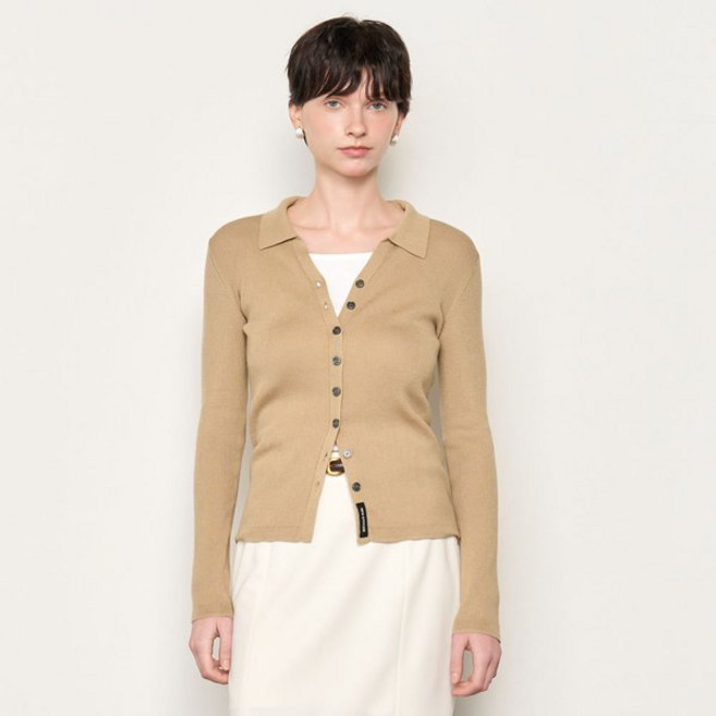 제너럴아이디어 WOMAN 텐셀 리브드 카라 가디건 BEIGE WBE1L04525 3820773