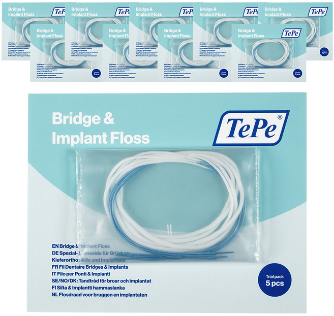 테페 브릿지&임플란트&교정기 슈퍼플로스 치과 치실, 10개, 5개입, 37cm