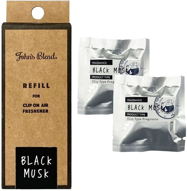 John’s Blend 車用夾式擴香盒 (日本製), 1個, 黑麝香