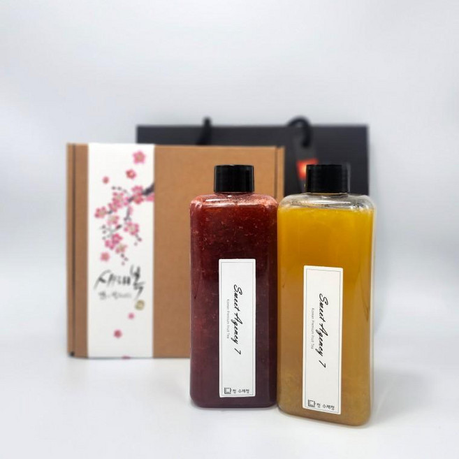 자몽청 레몬청 딸기청 생강청 수제청 과일청 선물세트 300ml 2병 단청수제청, 1세트, 레몬+딸기 쇼핑백 구매