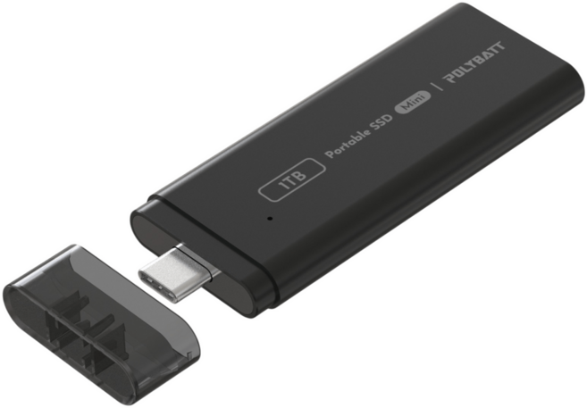 POLYBATT 外接式固態硬碟 高速1000MB/s讀寫 512GB 黑色 輕巧便攜 隨插即用, 黑色(塑膠蓋）,單入