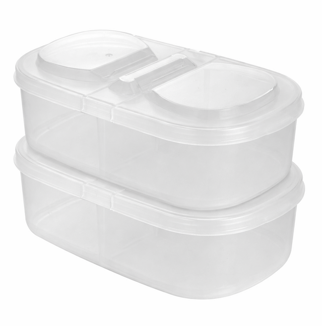 칸칸 나눔용기 반찬통 밀폐 도시락용기 야채 채소 소분 샐러드통, 단품, 2개