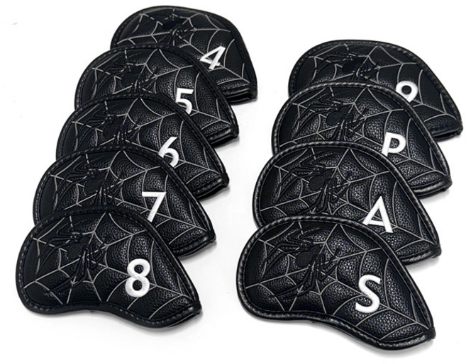 스포틴 스파이더 골프 채 아이언 헤드 커버 9종 세트 (블랙), 1개