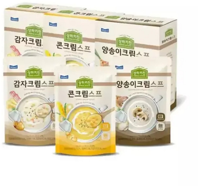 상하키친 콘크림스프 150g 1개 + 양송이크림스프 150g 1개 + 감자크림스프 150g 1개, 3개