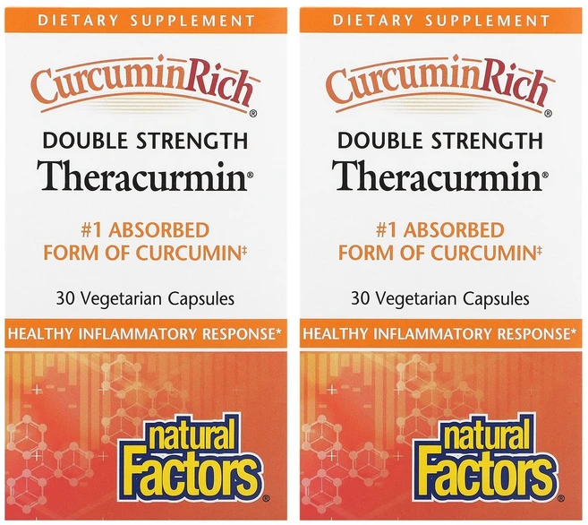 네추럴팩터스 커큐민 리치 테라쿠민 더블 스트렝쓰 베지테리안 캡슐, 30정, 2개 - 쿠팡