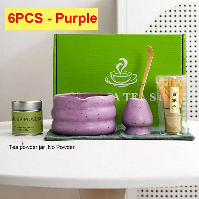 예식 티 화이트 찻그릇 말차 거품기 일본 4 브러시 도구 6 개 차 개 7 키트 정교한 차센 대나무, 6PCS Purple, 1개