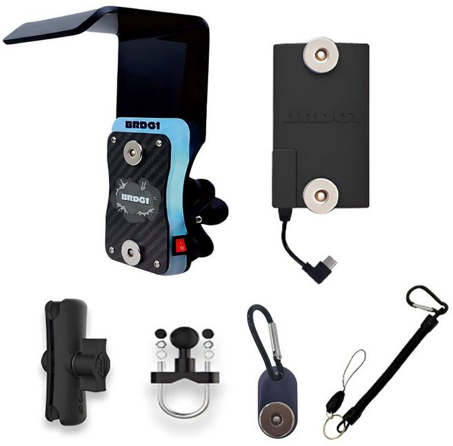 유알아이 햇빛가리개 오토바이 배달대행 자석 거치대, 유볼트형, 카본블랙