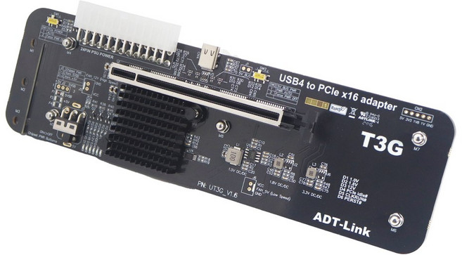 NUC ITX STX 노트 북 PC 그래픽 카드용 ADT UT3G 외장 USB4-PCIex16 eGPU 어댑터 지지대 썬더볼트4/3 ASM2464PDX, 1개