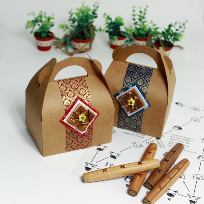 더조은키즈 (10명용)전통상자만들기+윷놀이세트 명절 놀이 세트, 청색