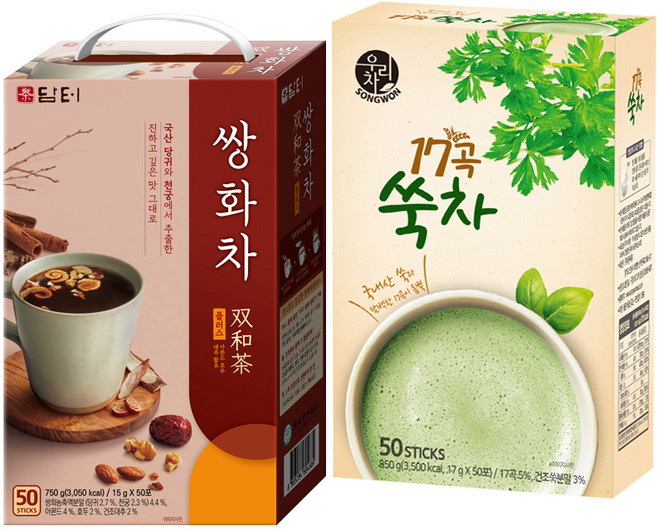 담터 쌍화차 50T +송원 17곡 쑥차 50T, 1개