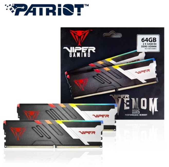 패트리어트 DDR5 64G PC5-41600 CL40 VIPER VENOM RGB 패키지 메모리 (32Gx2) 파인인포, 1개, 선택하세요, 1개