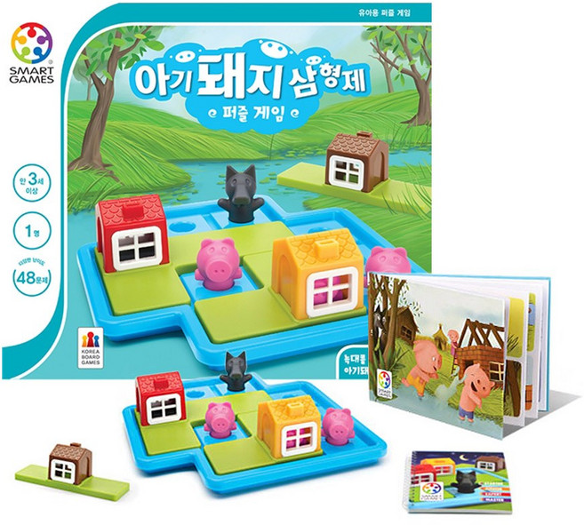 스마트게임즈 아기돼지 삼형제 퍼즐 게임, 혼합색상, 1개