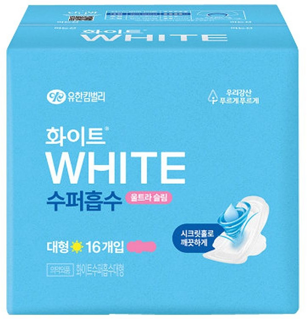 (매장정품) 화이트 수퍼흡수 울트라슬림 대형 16개입 1팩 생리대 239864, 1개
