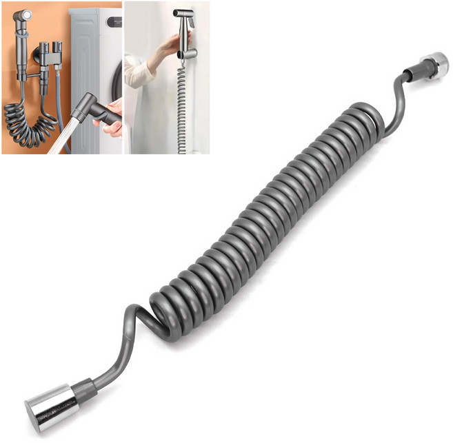 아이베란다 PU 스프링 샤워호스 꼬임방지 화장실 베란다 수도줄, 그레이, 3m