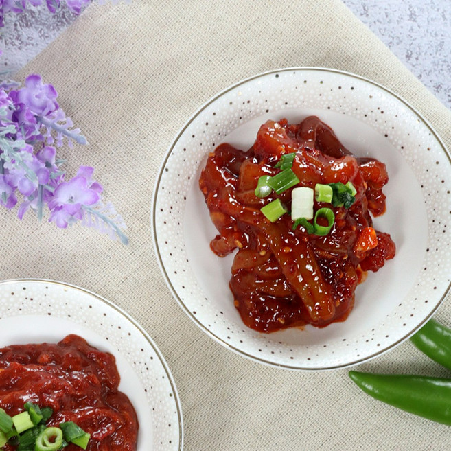 자연순수 국내산 저염식 오징어 젓갈 오징어젓 덜 짜고 더 맛있는 건강 밥도둑!, 1개, 500g