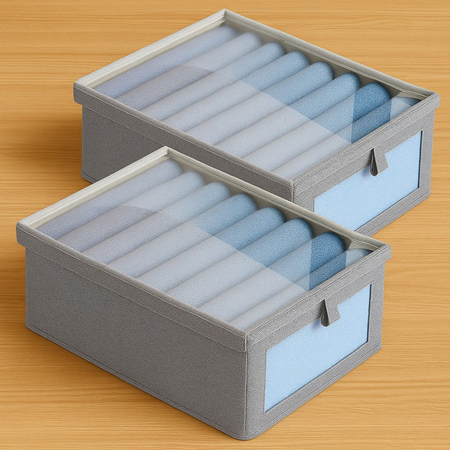 디모어 투명 커버 분리 수납 옷장 다용도 정리함, 2개, 그레이, 특대형